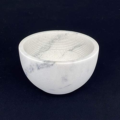 Solid Marble Shaving Soap Bowl by Beau Brummell | Handcrafted White Marble La...