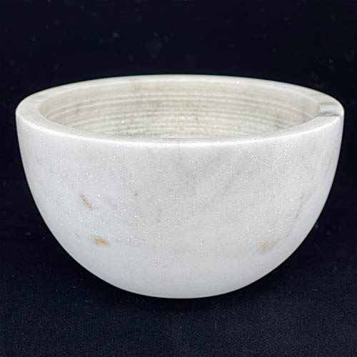 Solid Marble Shaving Soap Bowl by Beau Brummell | Handcrafted White Marble La...