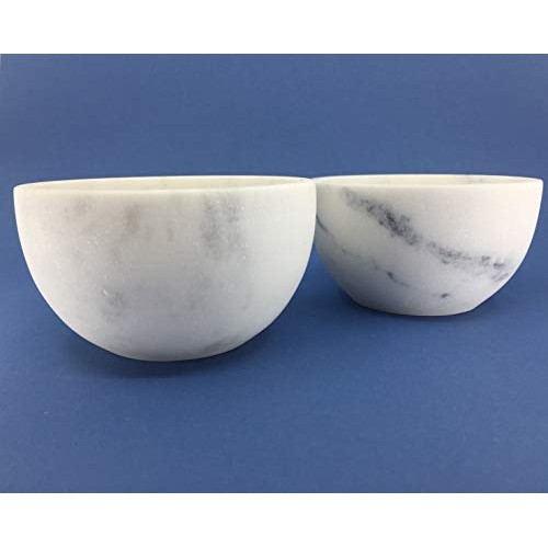 Solid Marble Shaving Soap Bowl by Beau Brummell | Handcrafted White Marble La...