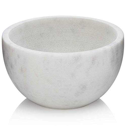 Solid Marble Shaving Soap Bowl by Beau Brummell | Handcrafted White Marble La...