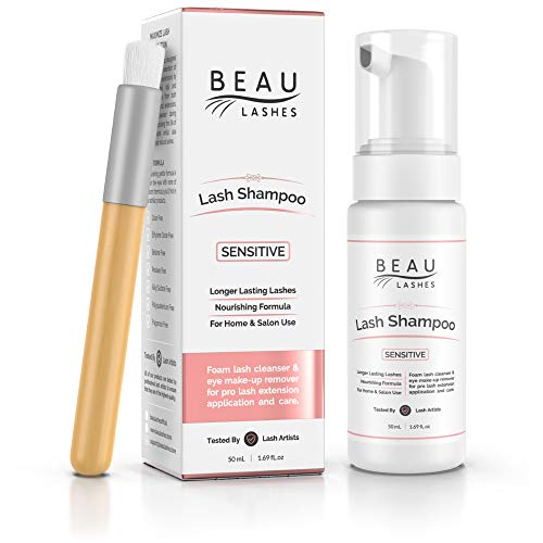 Eyelash Extension Foam Cleanser Shampoo & Brush (150ml) - Sensitive Paraben &...