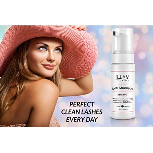 Eyelash Extension Foam Cleanser Shampoo & Brush (50ml) - Sensitive Paraben & ...