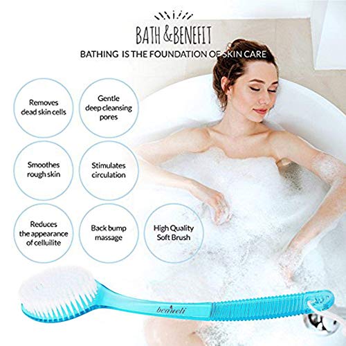 Beaueli Bath Body Brush With Long Handle for Exfoliating Back Scrubber for Sh...