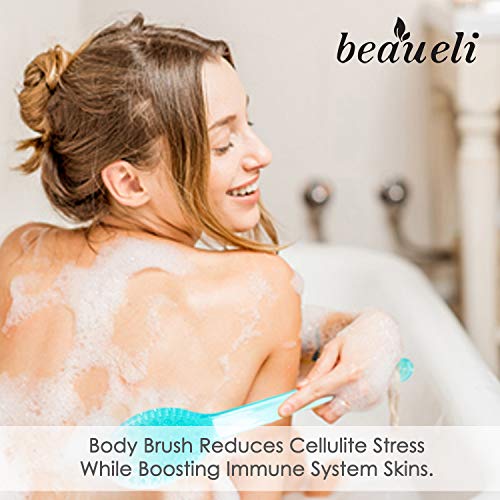 Beaueli Bath Body Brush With Long Handle for Exfoliating Back Scrubber for Sh...
