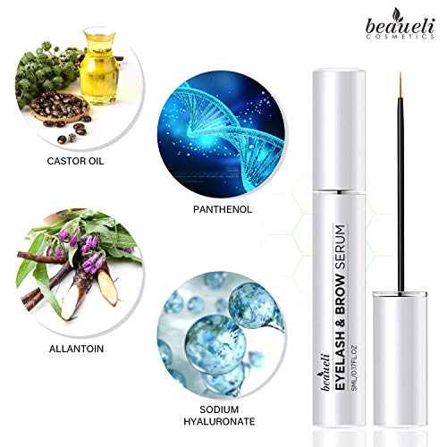 Beaueli Eyelash Growth Serum 5ML Premium Castor Oil & Blended Nutrient for Lo...