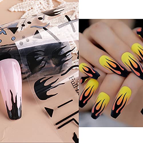 BEAULA 10 Rolls Nail Foils Arts Chessboard Smiley Faces Flame Moon Star Abstr...