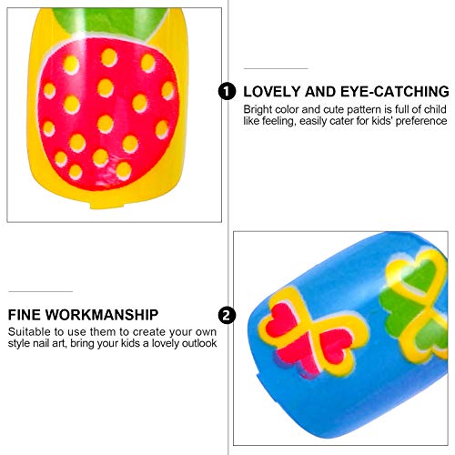 Beaupretty 4 Packs/ 96pcs Kids Girls False Nails Press on Nail Full Cover Fal...