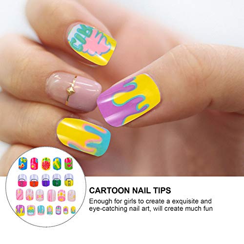 Beaupretty 4 Packs/ 96pcs Kids Girls False Nails Press on Nail Full Cover Fal...