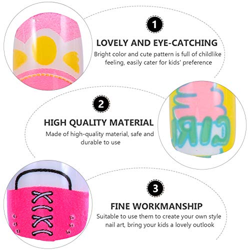 Beaupretty 4 Packs/ 96pcs Kids Girls False Nails Press on Nail Full Cover Fal...