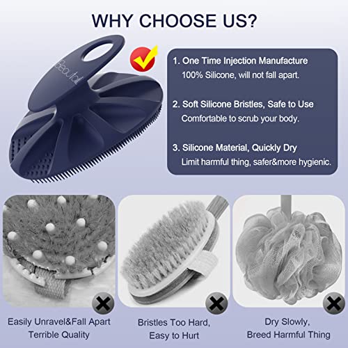 BEAUTAIL Silicone Body Scrubber Shower Bath Wash Brush Gentle Exfoliating Scr...