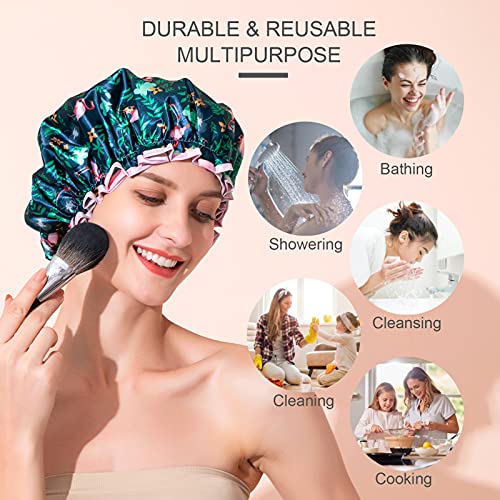 Shower Cap, BEAUTAIL Reusable Bath Shower Caps for Women Long Hair, Double La...