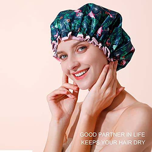 Shower Cap, BEAUTAIL Reusable Bath Shower Caps for Women Long Hair, Double La...