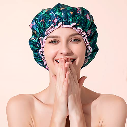 Shower Cap, BEAUTAIL Reusable Bath Shower Caps for Women Long Hair, Double La...