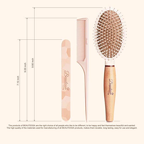 Hair Brush, Hair Comb and Nail File - Hair Brush Set | Detangling Hair Brush,...
