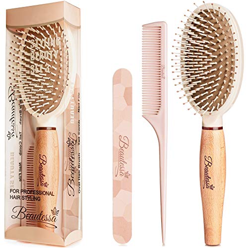 Hair Brush, Hair Comb and Nail File - Hair Brush Set | Detangling Hair Brush,...