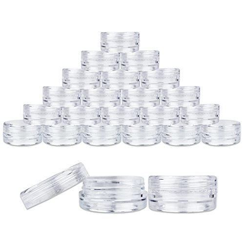 50 Jars Beauticom 3 Grams / 3 ml small Plastic Jar - Premium Quality Round Cl...