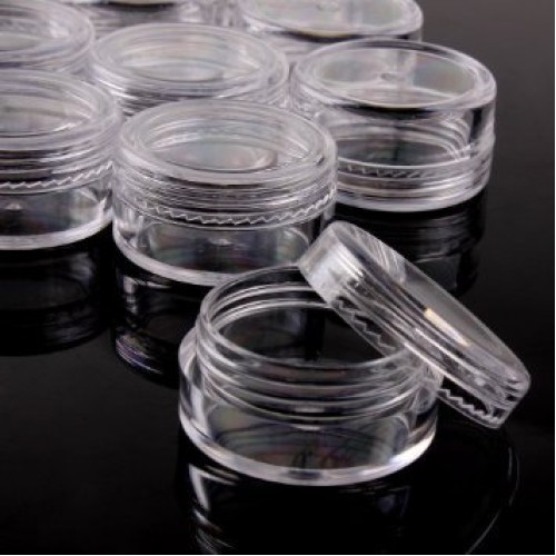 50 Jars Beauticom 3 Grams / 3 ml small Plastic Jar - Premium Quality Round Cl...