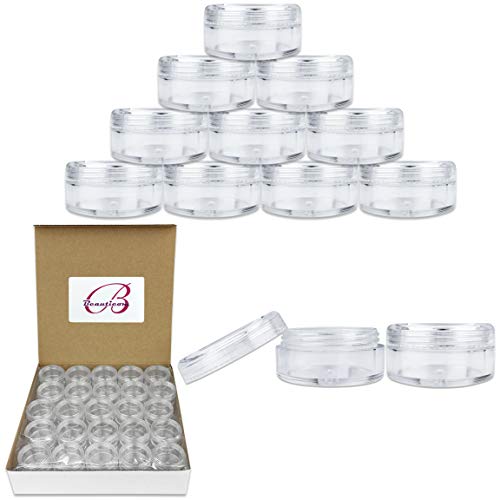 50 New Empty 5 Grams Acrylic Clear Round Jars - BPA Free Containers for Cosme...
