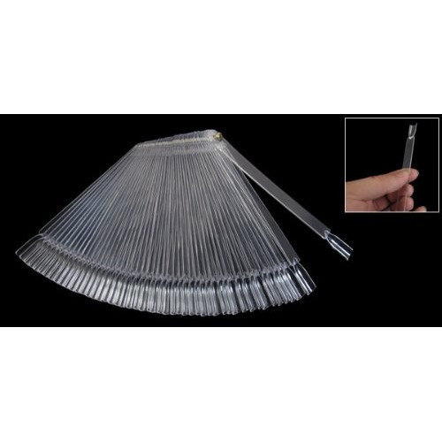 50 Pcs Fan Shaped Clear Plastic False Nail Art Tips Sticks Display