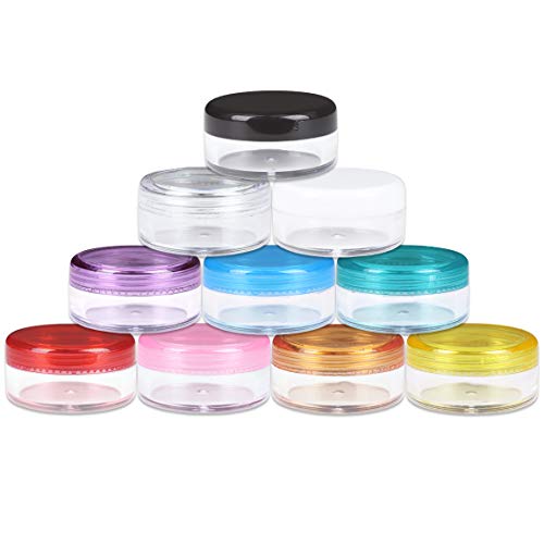 Beauticom 120 Pieces 5G/5ML Empty Clear Container Jars with MultiColor Lids f...