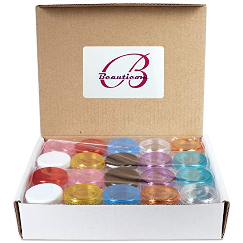 Beauticom 120 Pieces 5G/5ML Empty Clear Container Jars with MultiColor Lids f...