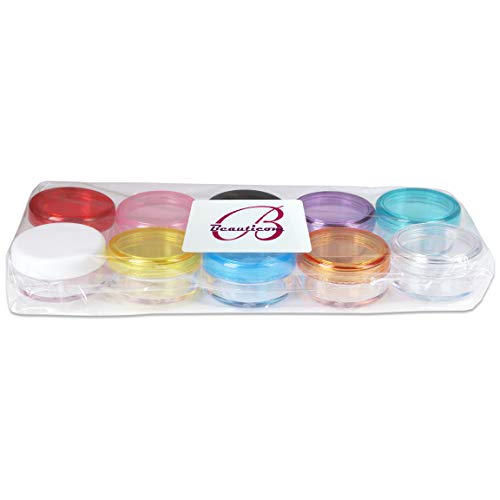 Beauticom 120 Pieces 5G/5ML Empty Clear Container Jars with MultiColor Lids f...