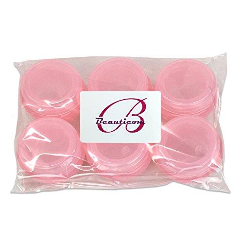 Beauticom 24 Pieces 10G/10ML Pink Frosted Container Jars with Inner Liner for...