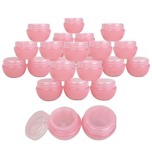 Beauticom 24 Pieces 10G/10ML Pink Frosted Container Jars with Inner Liner for...