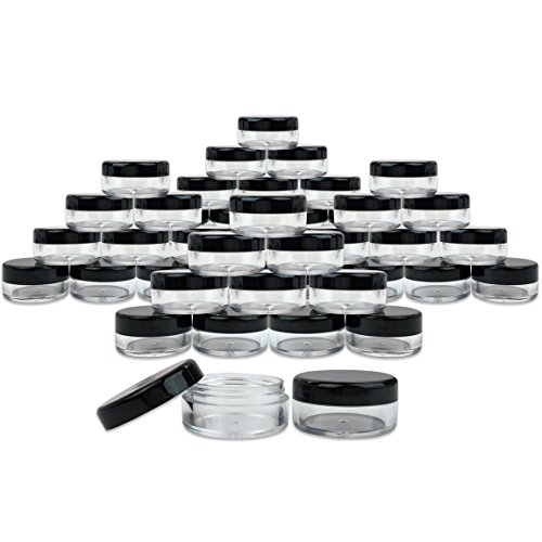 Beauticom 5G/5ML Round Clear Jars with Black Lids for Small Jewelry, Holding/...