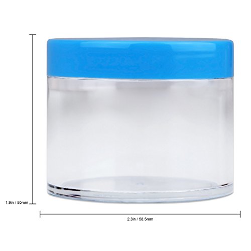 Beauticom 60 Grams/60 ML (2 Oz) Round Clear Leak Proof Plastic Container Jars...