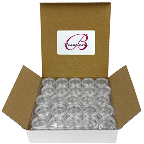 (Quantity: 100 Pieces) Beauticom 5G/5ML Round Clear Jars with Screw Cap Lids ...