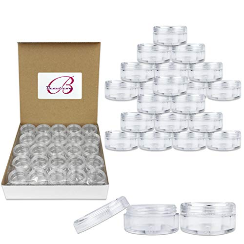 (Quantity: 100 Pieces) Beauticom 5G/5ML Round Clear Jars with Screw Cap Lids ...