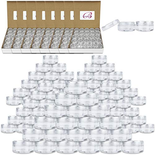 (Quantity: 1000 Pieces) Beauticom 5G/5ML Round Clear Jars with Screw Cap Lid ...