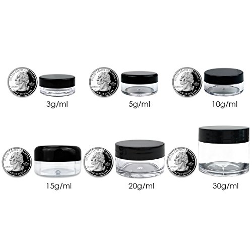 (Quantity: 500 Pieces) Beauticom 5G/5ML Round Clear Jars with Screw Cap Lids ...