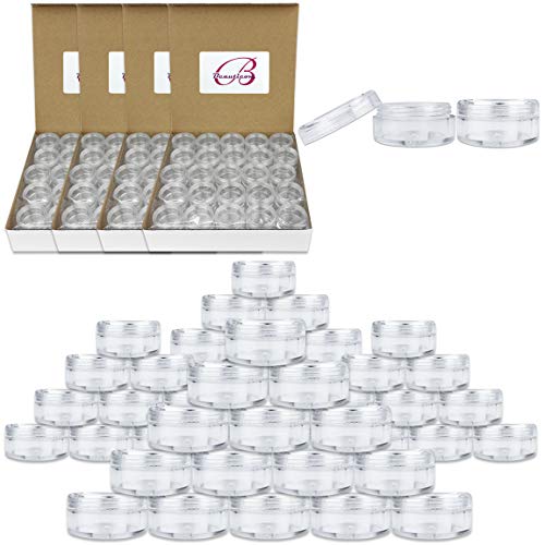 (Quantity: 500 Pieces) Beauticom 5G/5ML Round Clear Jars with Screw Cap Lids ...
