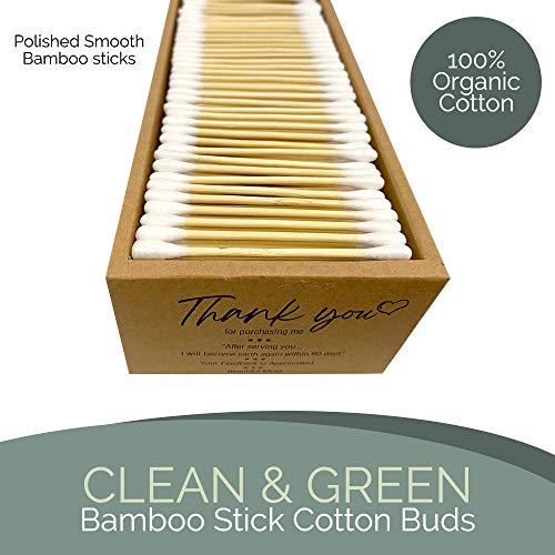 Beautiful Mind Natural Bamboo Cotton Swabs – Pack of 500 Two Tip Buds – Doubl...