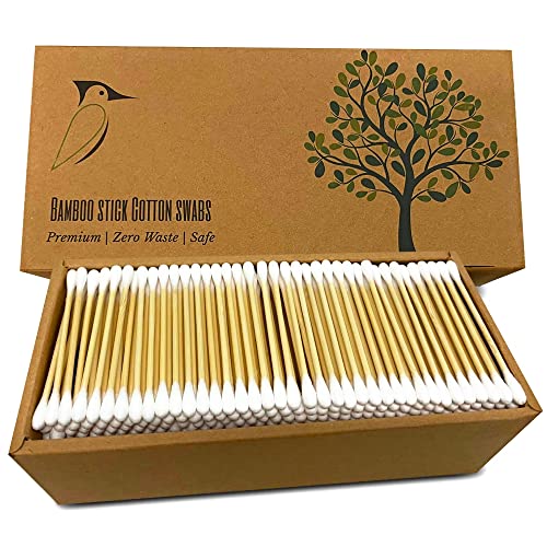 Beautiful Mind Natural Bamboo Cotton Swabs – Pack of 500 Two Tip Buds – Doubl...