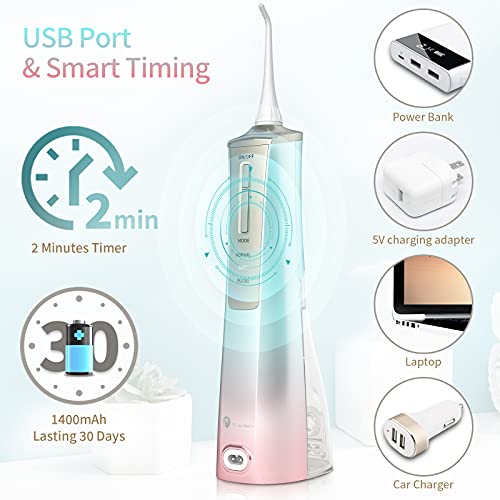 Cordless Water Flosser Rechargeable Oral Irrigator Portable for Teeth Dental ...