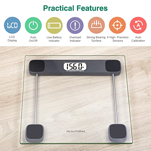 BEAUTURAL Digital Body Weight Bathroom Scale with Step-On Technology, Precisi...