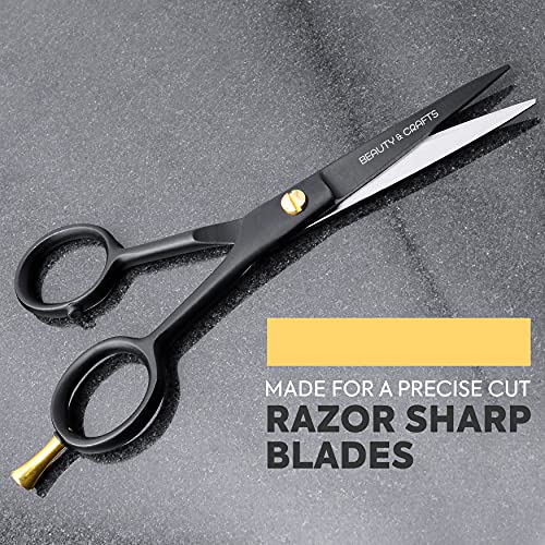 Beauty & Crafts- 5'' German Beard Mustache Scissor- 2 Mustache Combs For Faci...