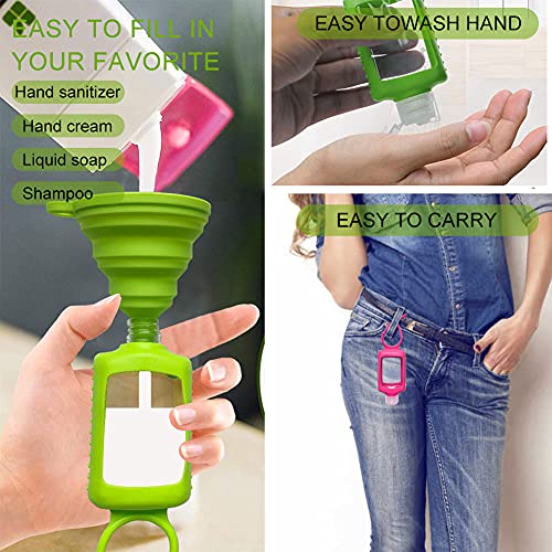 8 PCS Hand Sanitizer Holder Keychain, 60ml/2oz Empty Travel Size Bottles with...