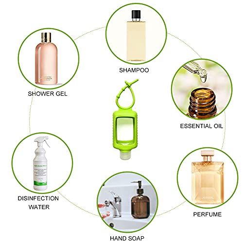 8 PCS Hand Sanitizer Holder Keychain, 60ml/2oz Empty Travel Size Bottles with...