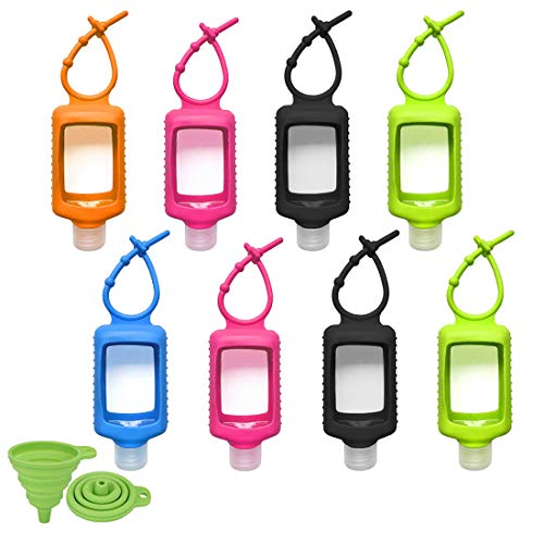 8 PCS Hand Sanitizer Holder Keychain, 60ml/2oz Empty Travel Size Bottles with...