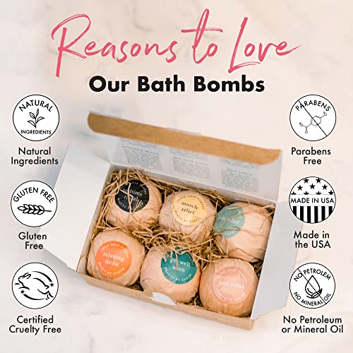 Bath Bombs Gift Set - 6 Relaxing Scents, USA Made Bath Bombs for Women & Men,...