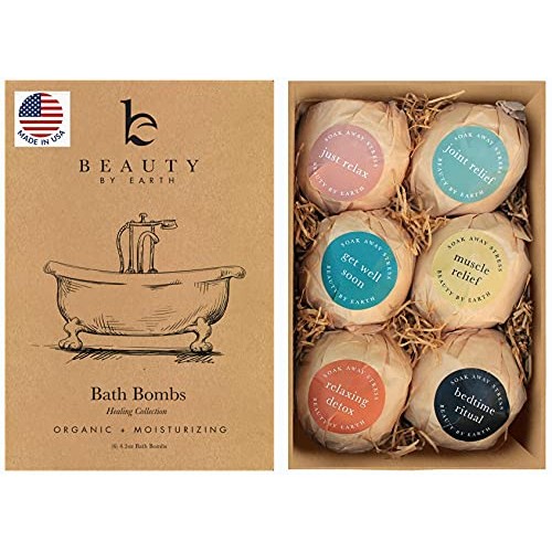 Bath Bombs Gift Set - 6 Relaxing Scents, USA Made Bath Bombs for Women & Men,...
