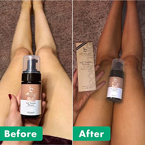 Beauty by Earth Self Tanner Mousse - Medium to Dark Fake Tan Sunless Tanner, ...