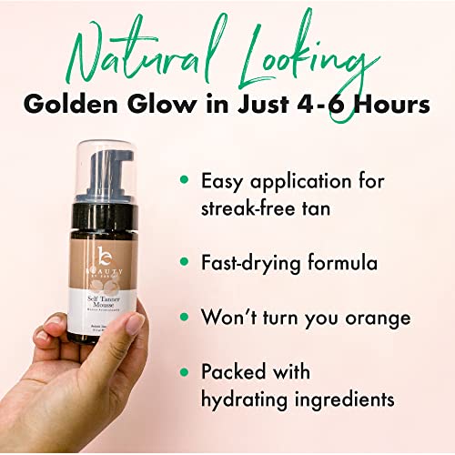 Beauty by Earth Self Tanner Mousse - Medium to Dark Fake Tan Sunless Tanner, ...