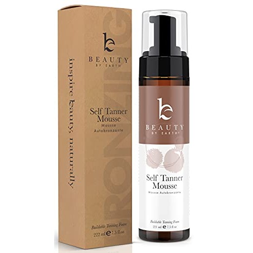 Beauty by Earth Self Tanner Mousse - Medium to Dark Fake Tan Sunless Tanner, ...