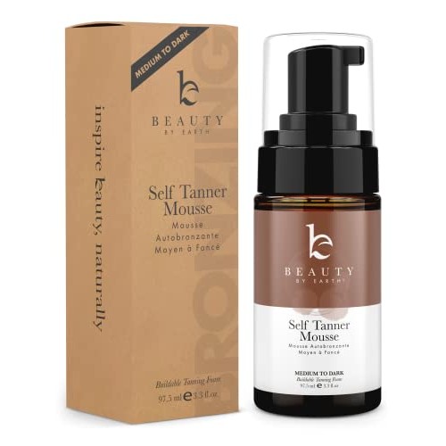 Beauty by Earth Self Tanner Mousse - Medium to Dark Fake Tan Sunless Tanner, ...