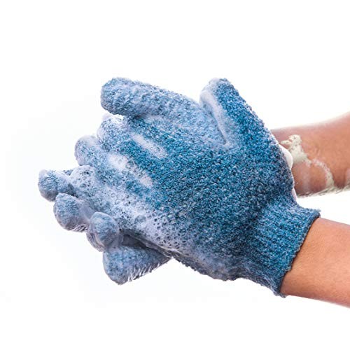 Exfoliating Bath Gloves for Shower - (2 Pairs, 4 Gloves) Medium Exfoliation, ...